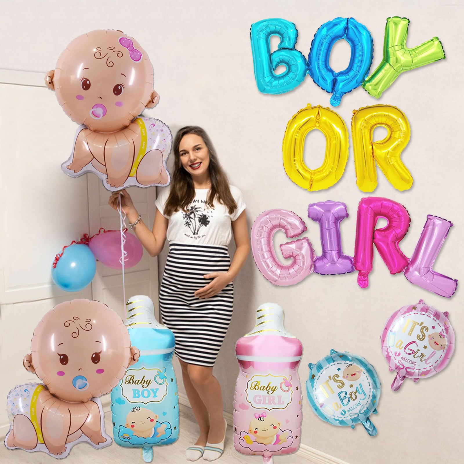 8Pcs Ballons En Aluminium Pour Enfants Et 4Pcs Autocollants De Sexe