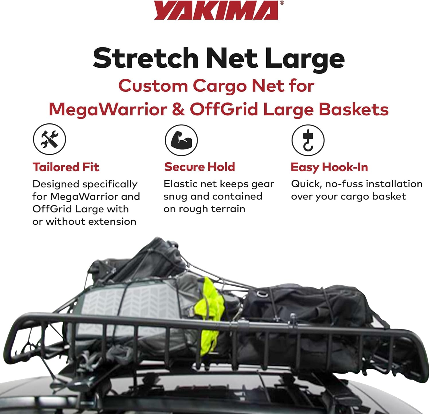 YAKIMA, Stretch Net for Roof Cargo Baskets, Large