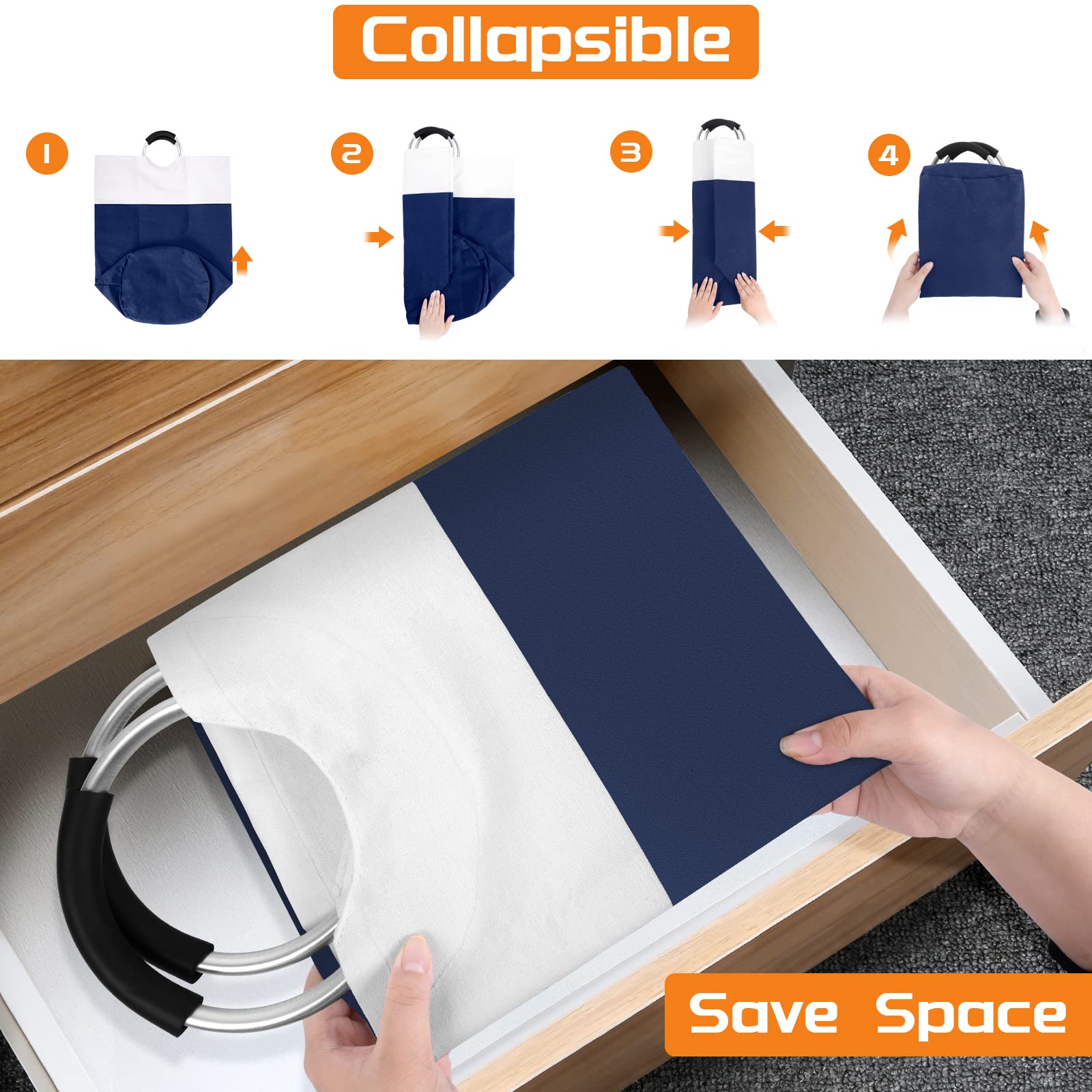 Panier à Linge avec Couvercle Sac à Linge Sale Pliable et Imperméable