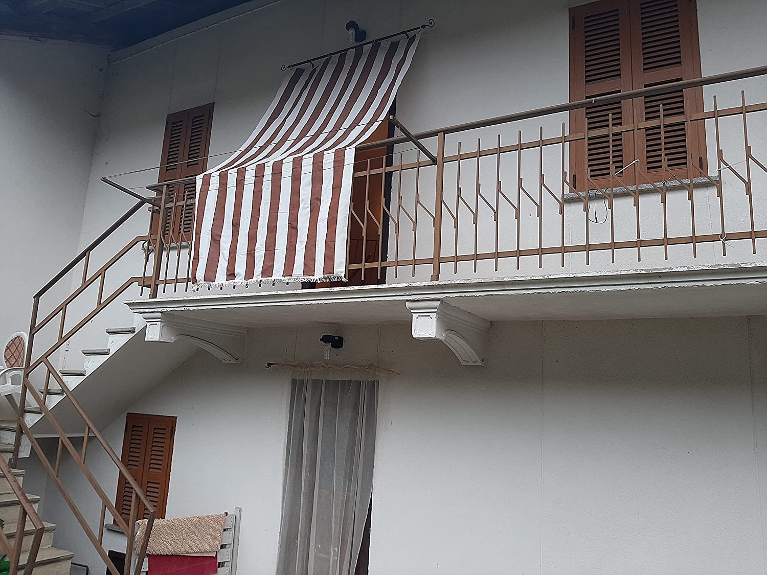 Rideau de Soleil ombragé Maison avec kit de Crochets et Anneaux en Tissu résistant indéchirable pour extérieur véranda terrasse Balcon Porte fenêtre Jardin Campeur Gazebo Lavable 150 x 250 cm (2)