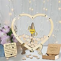 Vista 15 de Libro alternativo de corazón personalizado para libro de invitados con 30 a 100 corazones de madera, caja de madera personalizada para decoración