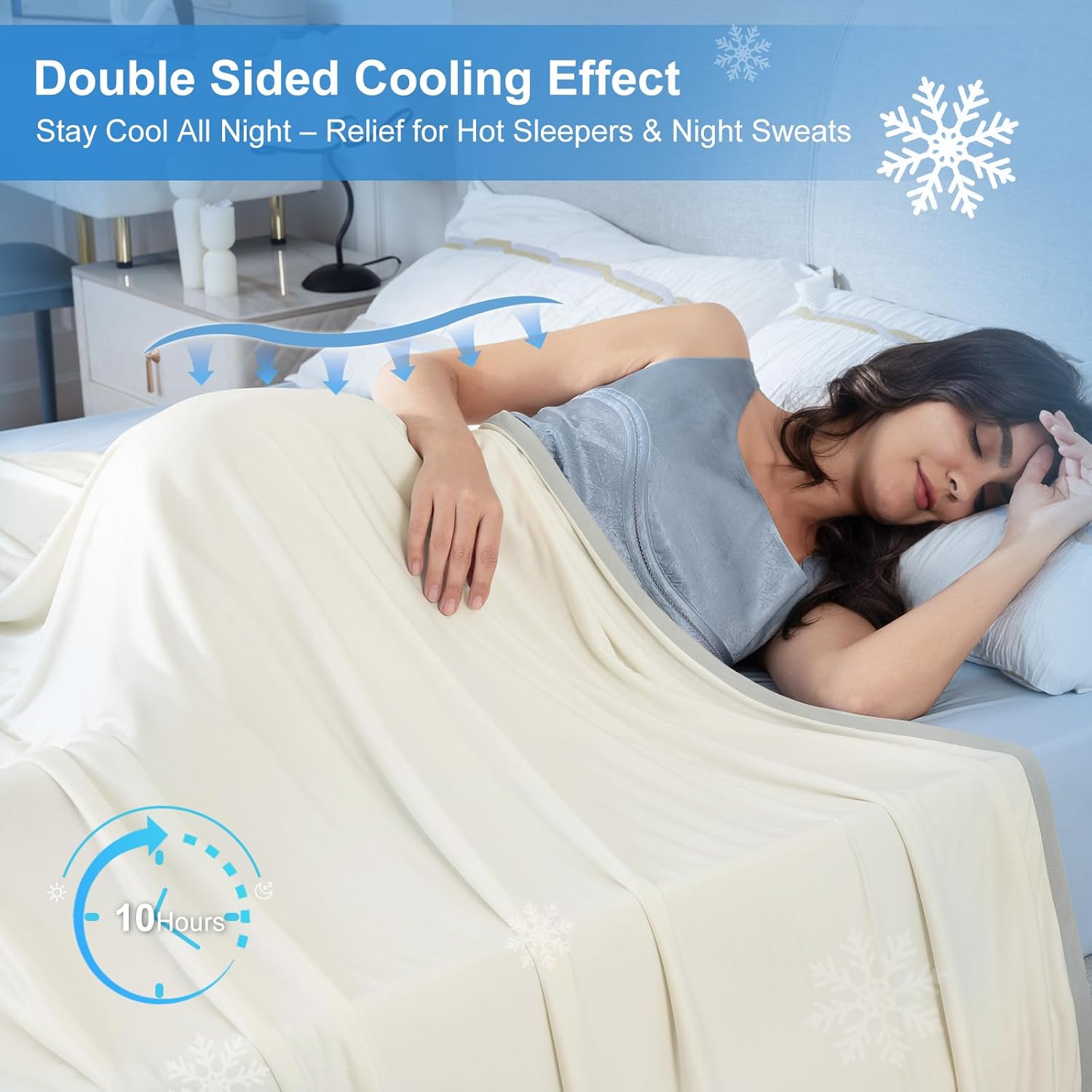 PHF Double Cooling Throw Blanket for Hot Sleepers, Arc-Chill Q-Max>0.5 with Double Cooling, Summer Blanket Absorbs Heat to Keep Cool All Night for Night Sweats (Cannoli Cream, 50''x60'') - Image 3