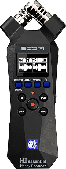 Zoom H1essential Stereo Handy Recorder with 32-Bit Float, Accessibility, X/Y Microphones, Record to SD Card, USB Microphone, Portable, for Musicians, Podcasters, Filmmakers, & Content Creators