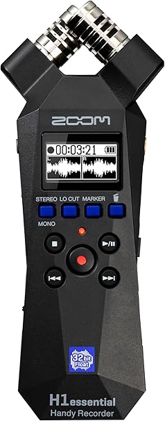 Zoom H1essential Stereo Handy Recorder with 32-Bit Float, Accessibility, X/Y Microphones, Record to SD Card, USB Microphone, Portable, for Musicians, Podcasters, Filmmakers, & Content Creators