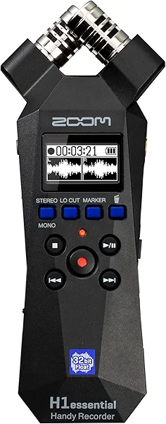 Zoom H1essential Stereo Handy Recorder with 32-Bit Float, Accessibility, X/Y Microphones, Record to SD Card, USB Microphone, Portable, for Musicians, Podcasters, Filmmakers, & Content Creators