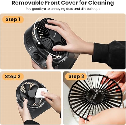 Miniatura 4 de WSKEN Ventilador de escritorio pequeño USB, diseño estético, mini pero potente, portátil, ultra silencioso, ventilador personal de escritorio de 3