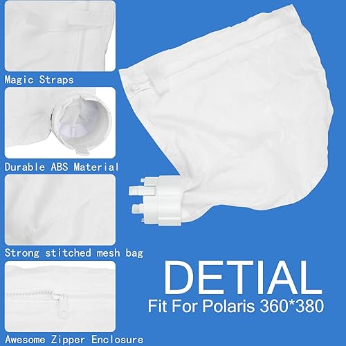 Miniatura 3 de Piezas de repuesto para limpiador de piscina Polaris 360 380, paquete de 2 bolsas de filtro de cremallera multiusos K13 K16, paquete de 3 neumáticos