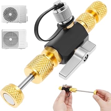 HVAC Valve Core Remover Installer, 1/4" 5/16" Dual Size Mega Flow Vacuum Rated Valve Core Removal Tool, 0.787 Mil Vacuum Essential HVAC Tool for R22 R12 R407 R410 R404 R32