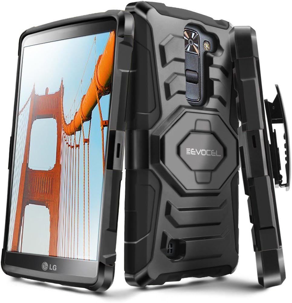 Evocel New Generation Series Phone Case Compatible with LG K7, LG Tribute 5, LG Escape 3, LG K8 with Belt Clip Holster and Kickstand, Black