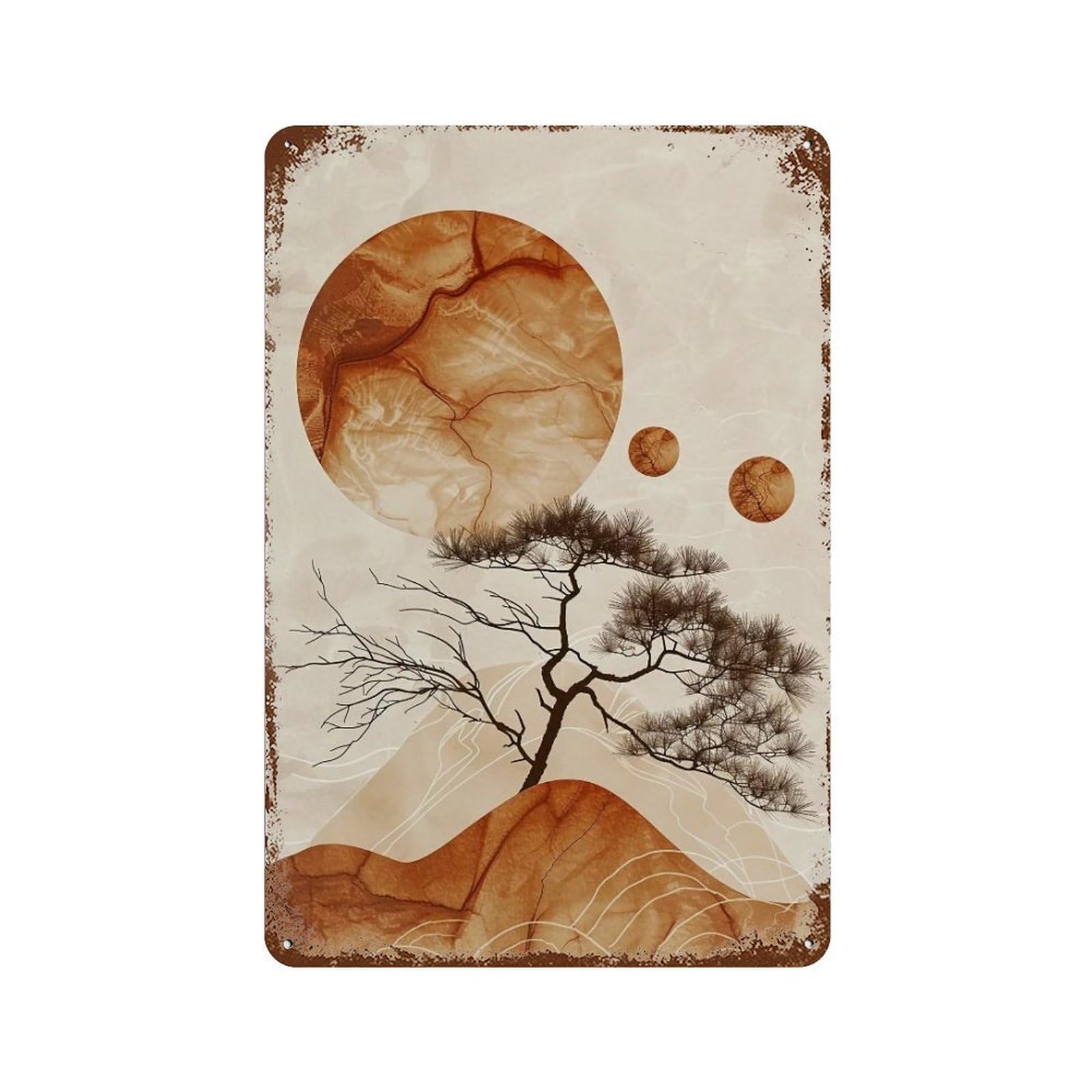 WIHYRTUI Oriental Multi Sun Sacred Mountain Waterscape 02 Wall Retro Iron Metal Tin Sign Vintage Art Poster Modern Home Cofffee Club Art Bar Shop Decor Style 30x20cm