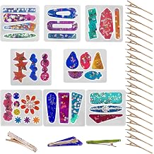 SENHAI 8 PCS Multi-Style DIY Hair Clips Resin Molds, with 20 Golden Hair Clip Accessories, Resin Hair Clips Mould for Making Hair Clips, DIY Crafts, Keychains,Jewelry Pendants,SH-8Hairpin_mould
