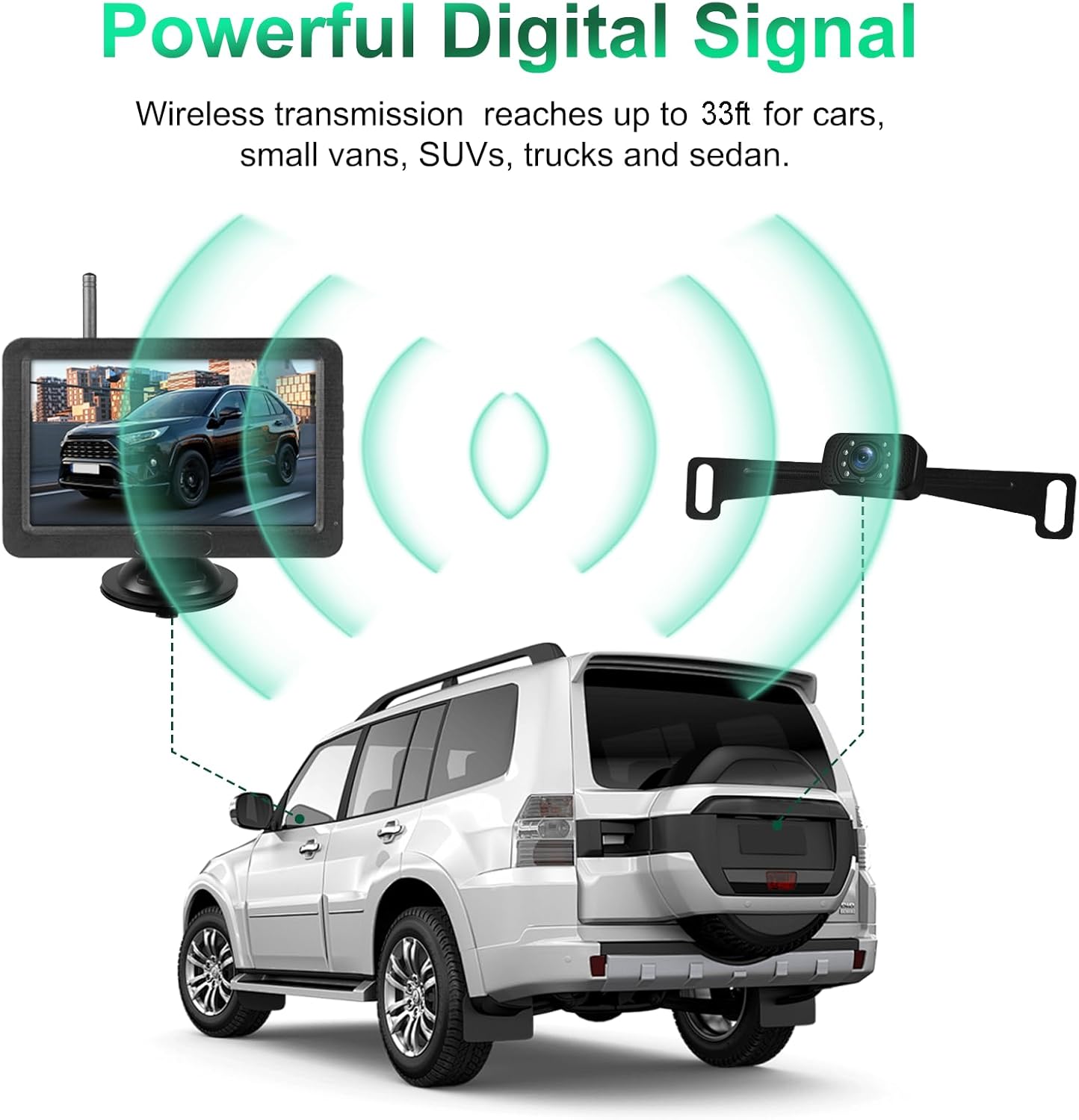 Wireless Revesing Camera with 5" Monitor Upgrade for Car Waterproof Backup Camera Digital Signal Wide View Night Vision System Back Up Cameras for 2014 Silverad Car Van SUV Truck Vehicles