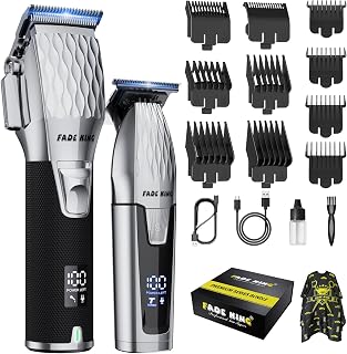 Professional Hair Clipper and Beard Trimmer Kit for Men, Cordless Hair Cutting & Grooming Set with Zero Gap T-Blade Trimmer, Barber Hair Trimmer for Home Use, Mens Grooming Gift for Men