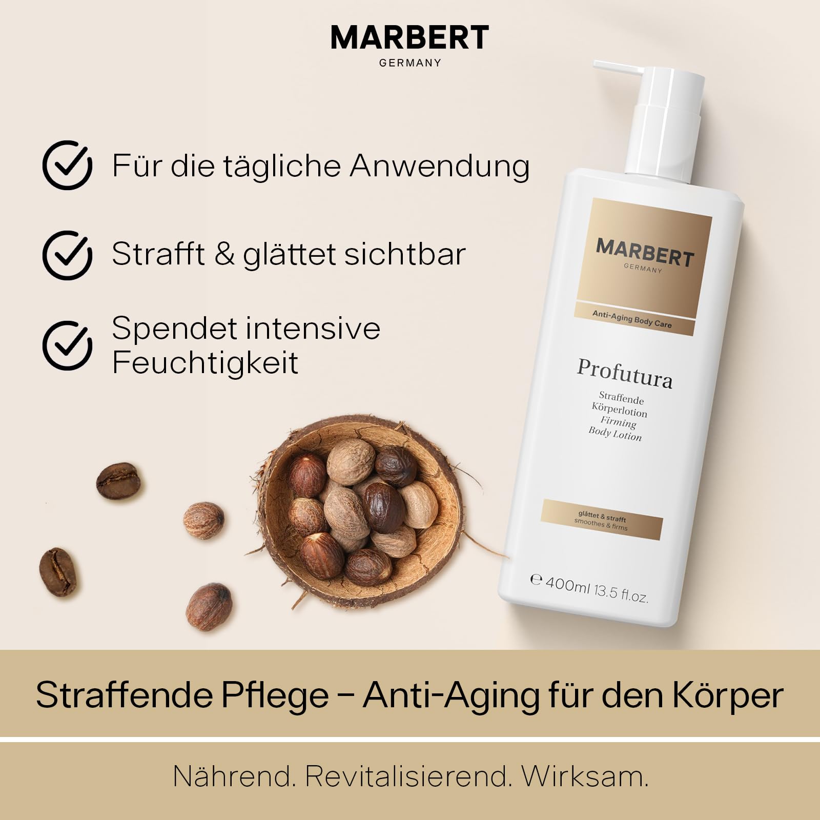 Marbert Profutura Körperlotion 4 x 400 ml – Straffende Pflege mit Koffein & Vitamin B3 – Für glattere, geschmeidige Haut & ein gepflegtes Hautgefühl