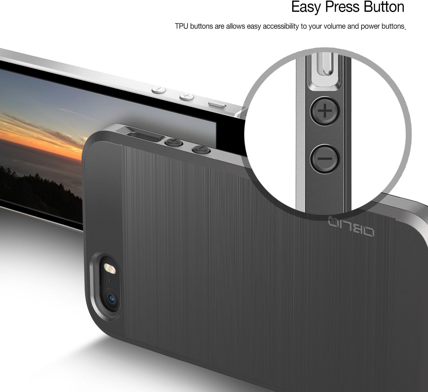 iPhone SE Case, OBLIQ [Slim Meta][Titanium Space Gray][Dual Layer] Slim Fit Metallic Brush Finish Back [Shock Absorbing] TPU Inner Layer for Apple iPhone SE (Compatible with the iPhone 5S/5)