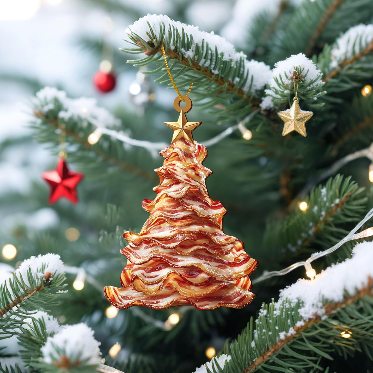 Bacon Foodie Wooden Ornament 2025, Funny Gift Breakfast, Theme BBQ Lover, Tree Christmas Decor for Yard, car, Outdoor or Windows - Image 5