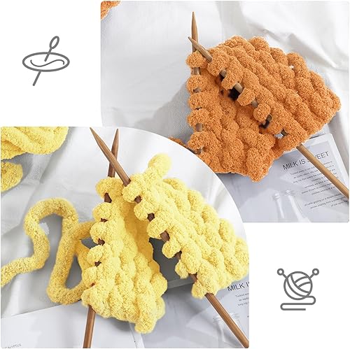 Vista 212 de HOMBYS Paquete de 8 hilos gruesos surtidos para tejer a ganchillo, hilo súper voluminoso, grande, suave y esponjoso, hilo de felpilla grueso para 4