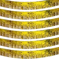Vista 13 de Paquete de 4 unidades de guirnalda de flecos de papel de aluminio dorado de 40 pies total, bandera de oropel metálica, cortinas para colgar