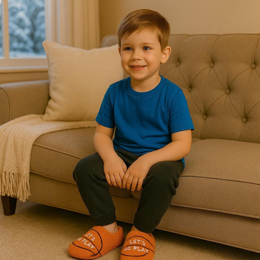 Boys Ball Sports Slippers Kids Warm Bedroom Slippers Memory Foam Non-Slip Winter Indoor Shoes (Toddler/Little Kid/Big Kid) - Image 7