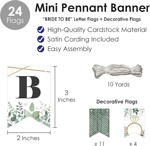 Miniatura 5 de Big Dot of Happiness Mini banderín botánico bohemio para despedida de soltera y fiesta de boda - Bride To Be