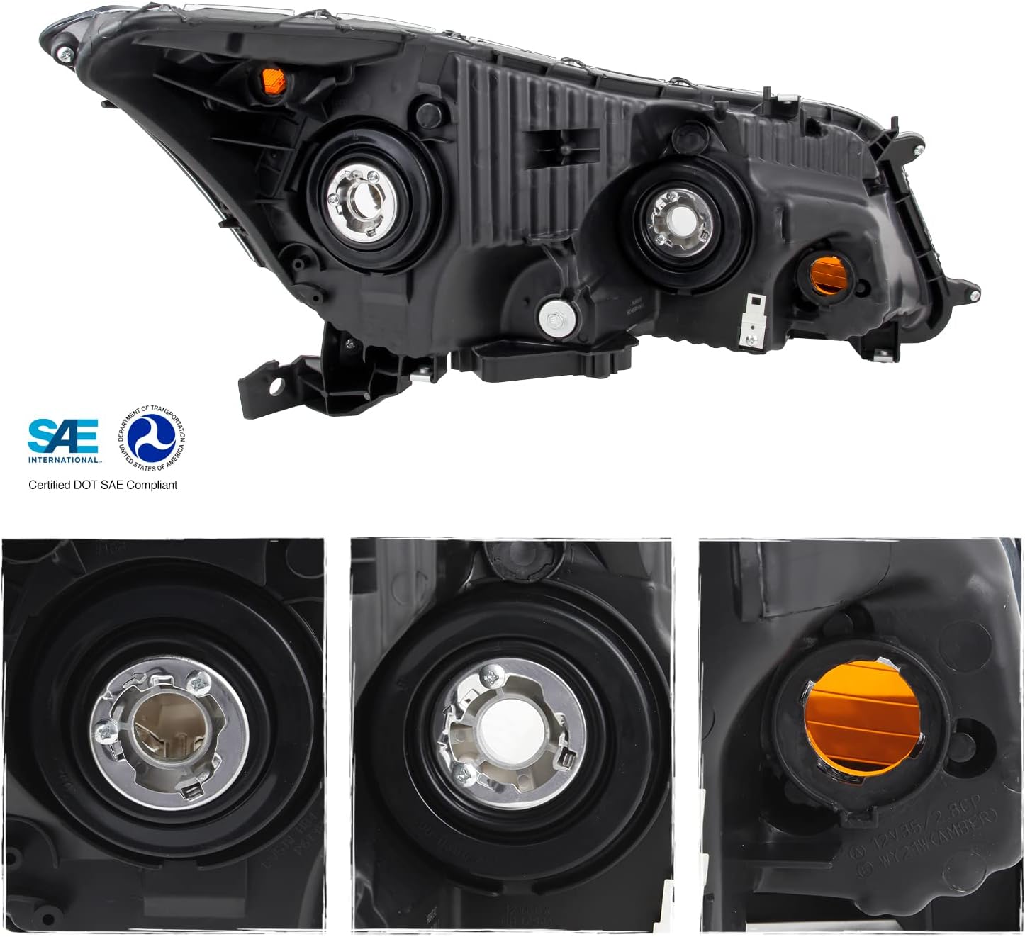 AKKON - Fit 2008 2009 2010 2011 2012 Honda Accord Sedan 08-12 4Dr Headlights Assembly OE Style Black Driver - Passenger