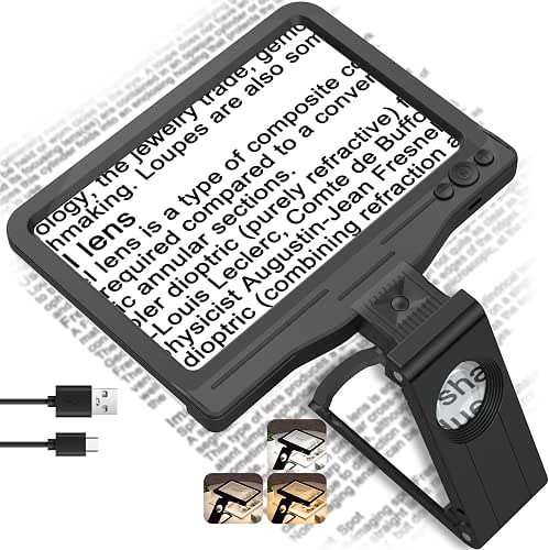 30X 6X Rechargeable Magnifying Glass for Reading, Large Full Page