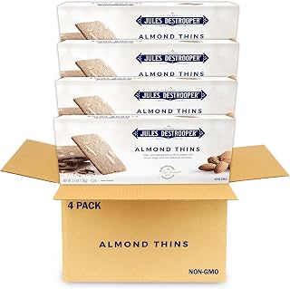 Jules Destrooper Almond Thins Caramelized Cookies - Kosher Dairy Non-GMO Belgian Biscuits 3.5oz Pack of 4