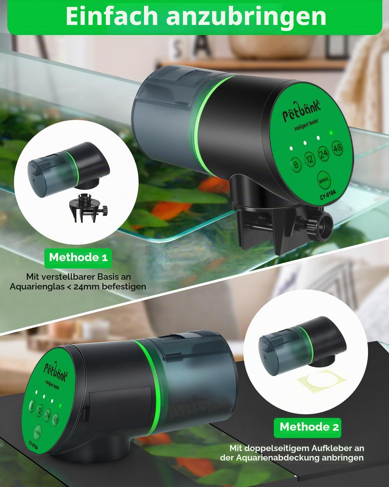 Futterautomat Aquarium, Fischfutterautomat Automatischer Fischfutterspender mit Batteriebetrieben, Fisch Futterautomaten für Aquarium Fischtank mit 2 AAA-Batterien im Lieferumfang enthalten