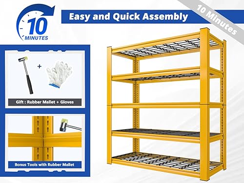 Miniatura 9 de REIBII Estantería de garaje de 72 pulgadas de alto, cargas resistentes, estantes de almacenamiento de garaje de 2000 libras, estantes de metal