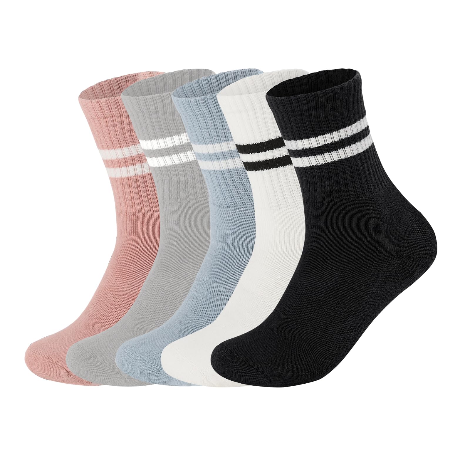 Flydo Calcetines de pilates con agarres para mujer, antideslizantes, largos, para yoga, ballet, baile, entrenamiento, paquete de 2 a 5