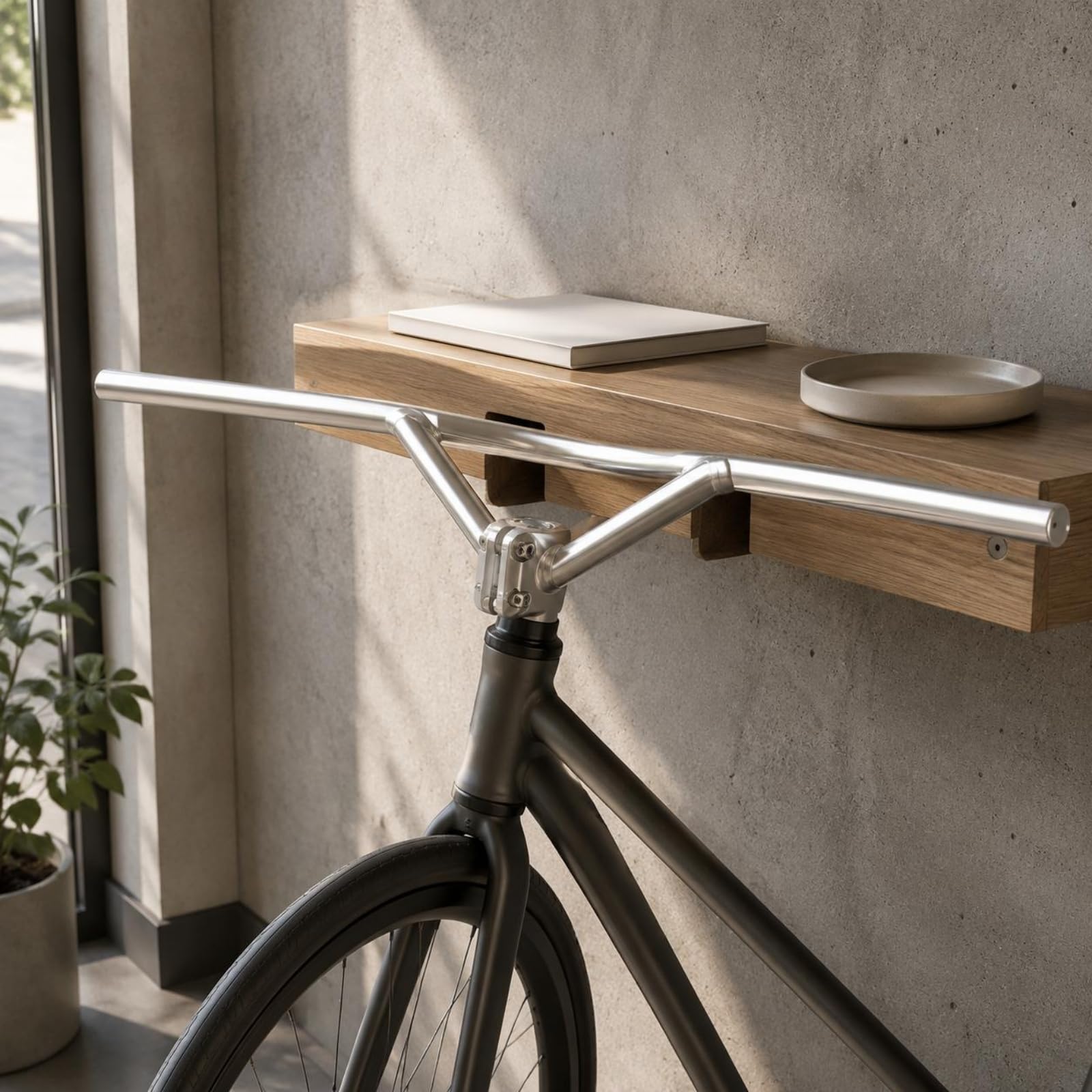 Guidon de Vélo Alliage Aluminium pour Vélo Structure Y Polie Maniement Équilibré Prise Confortable Adapté aux Trajets Quotidiens Promenades Urbaines, Noir, Guidon + Sac Triangulaire