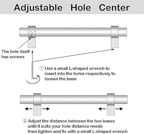 Miniatura 2 de NAUBEA Tiradores de cajones de cristal, tiradores de gabinete ajustables de cromo pulido de 5 pulgadas, paquete de 6 tiradores de tocador de cristal