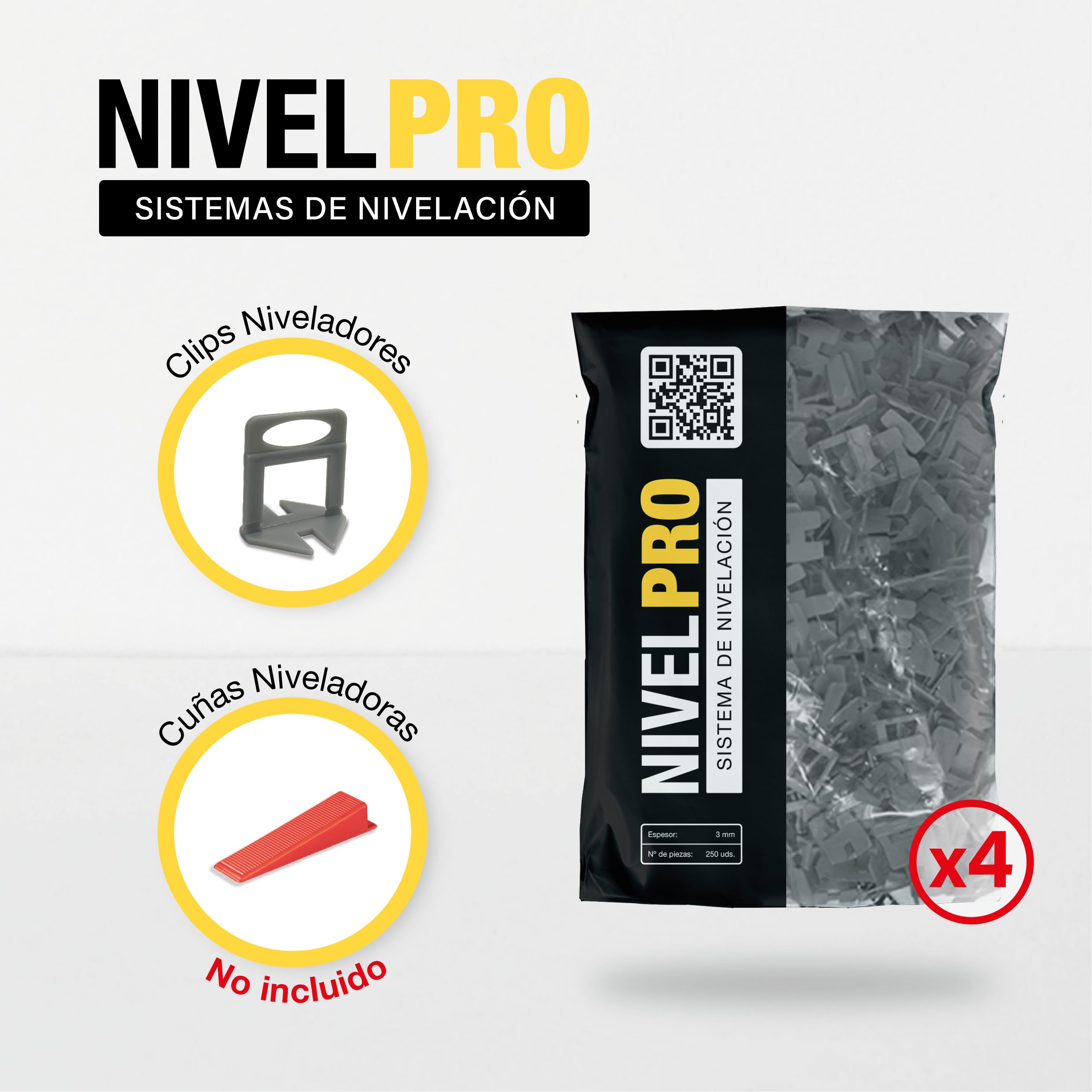 Clips de Nivellement Carrelage 3 mm, 1000 pcs, Sol & Mur