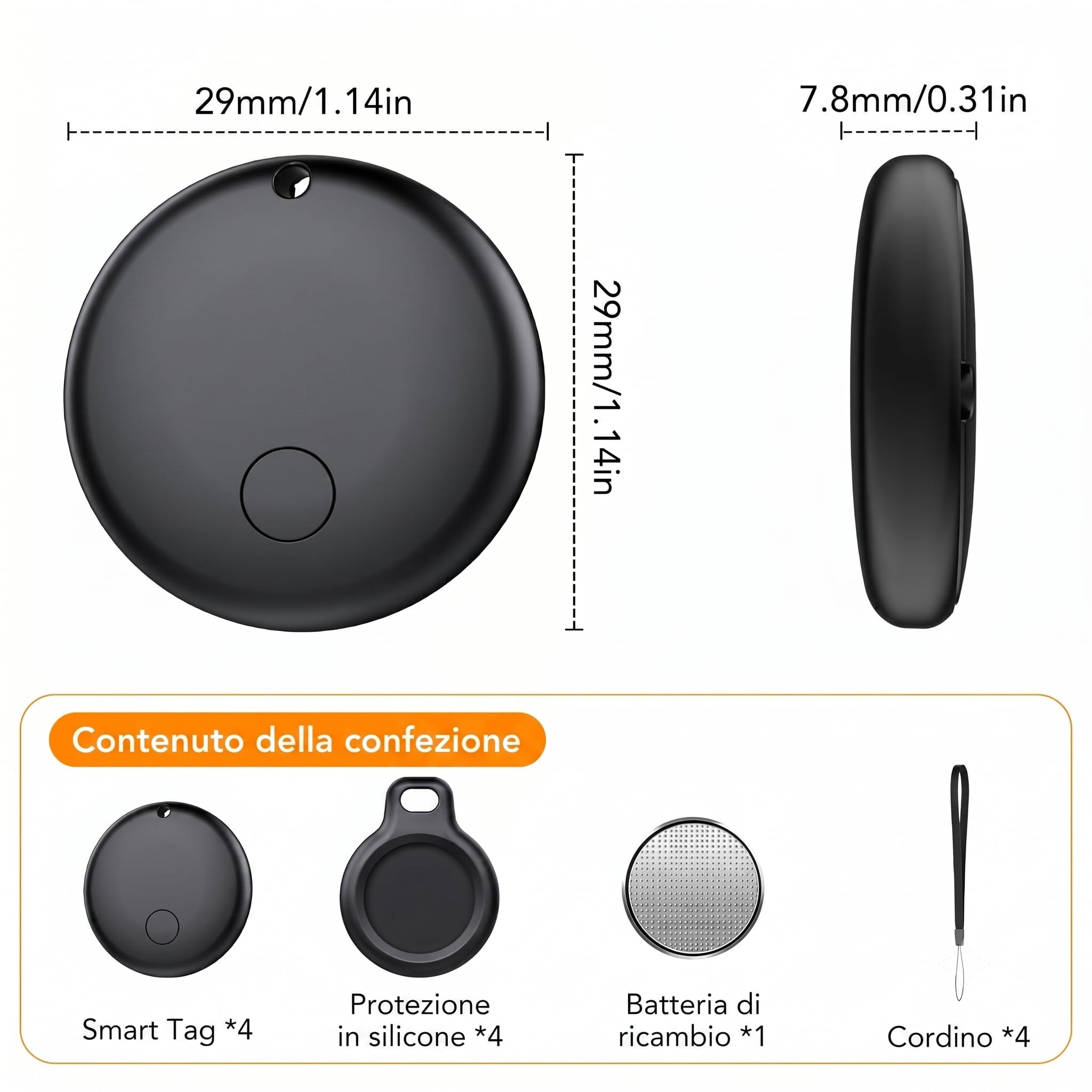 Localizzatore GPS per Auto Senza Abbonamento, GPS Tracker per Auto e Moto, Compatibile con iOS e Air Tracker Android, Mini Geolocalizzatore Magnetico Impermeabile per Veicoli, Bagagli，2*Nero