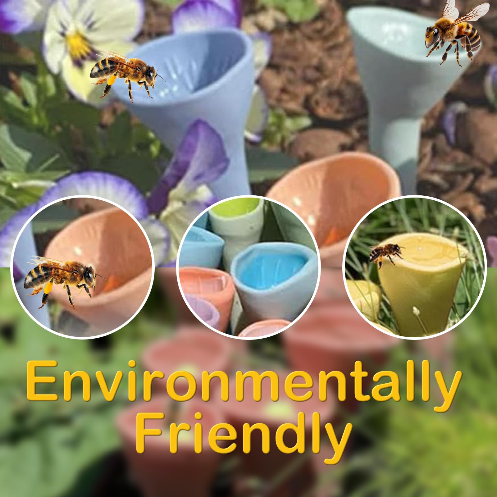 Gobelet à Boire Abeilles Et Insectes Pollinisateurs – Tasse Jardin PVC Colorée Pour Abeilles Assoiffées