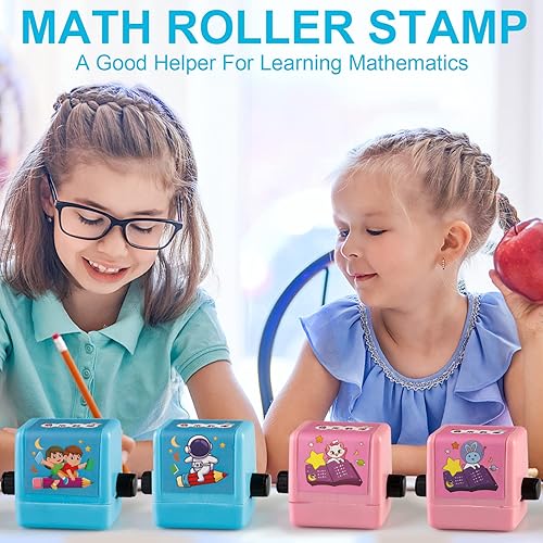 Miniatura 6 de 4 piezas - Rodillo de sello de matemáticas sello de enseñanza digital sello de rodillo de matemáticas para división de multiplicación de resta