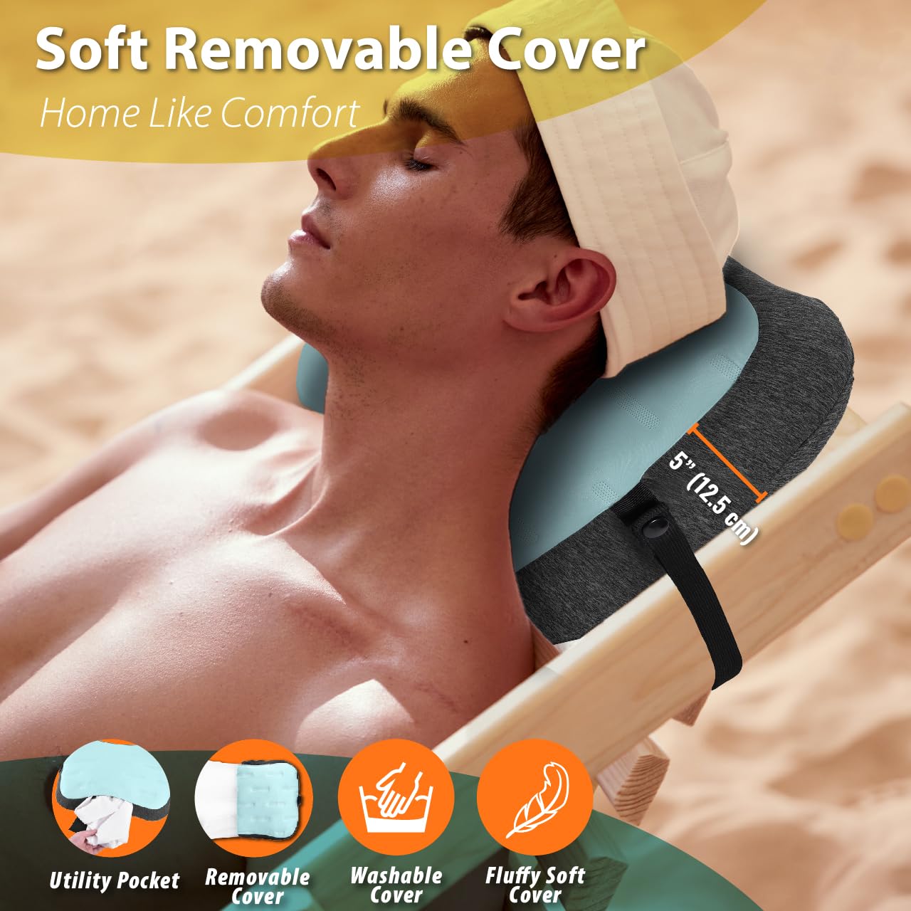 TREKOLOGY ALUFT SE Cuscino Gonfiabile Da Spiaggia E Viaggio - Supporto Lombare E Cervicale Con Cinghia - Blu - 3