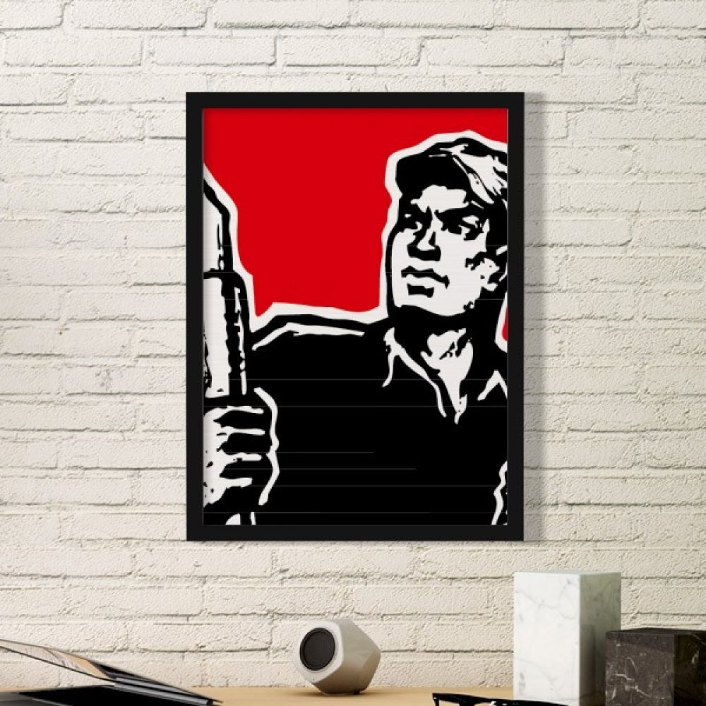 Cadre photo rectangle en bois noir avec peinture patriotique