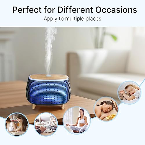 Miniatura 3 de Difusor de aceite esencial, difusor de aromaterapia de 13.5 fl oz para aceites esenciales, difusor ultrasónico con 2 modos de niebla, humidificador