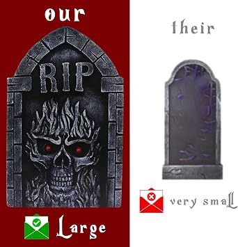 17in Tombstones Yard Sign with Stakes, 6PCS Graveyard Halloween Decorations Scary Gravestone Headstone Lawn Signs Halloween Decor Halloween Tombstones & Cemetery Decorations Waterproof(Large)