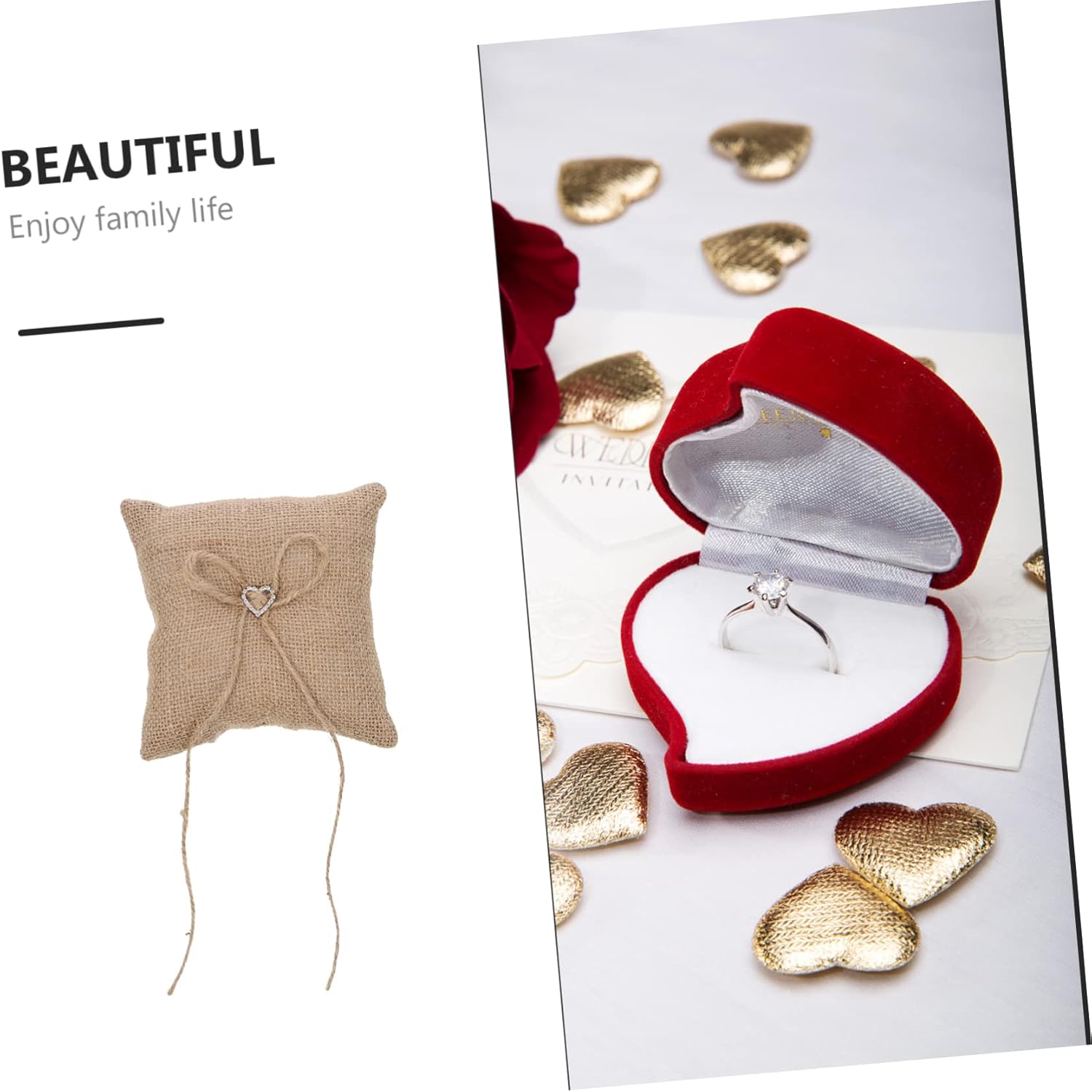 5 pcs Elegant Ring Pillow for Weddings Classic Engagement Ring Cushion Soft Holder for Wedding Ceremony Decorative and Practical