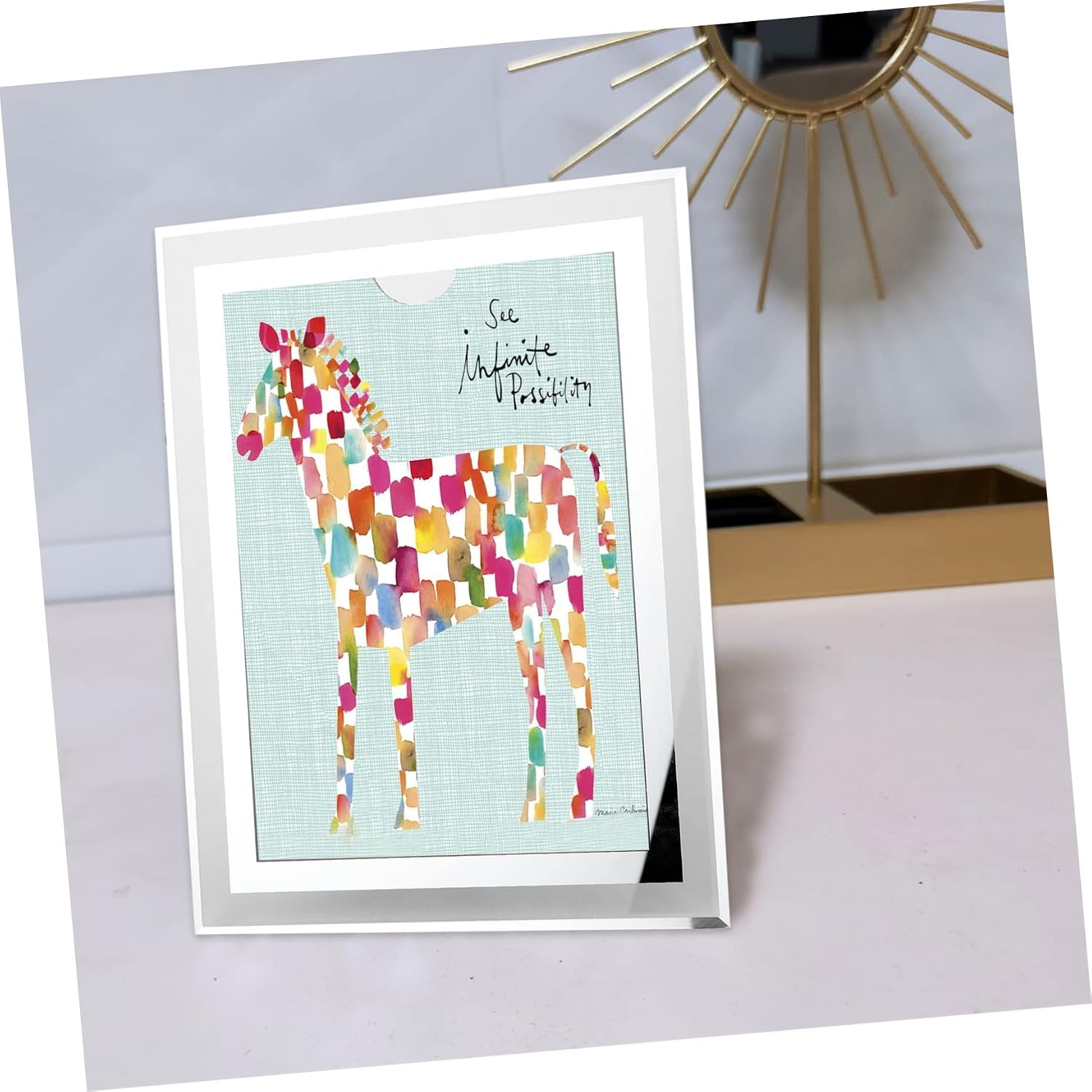GLEAVI 1 PC Elegant Certificate Frame Stylish Glass Photo Holder for Home for Bedroom Living and Study Chic Flower Pattern Design