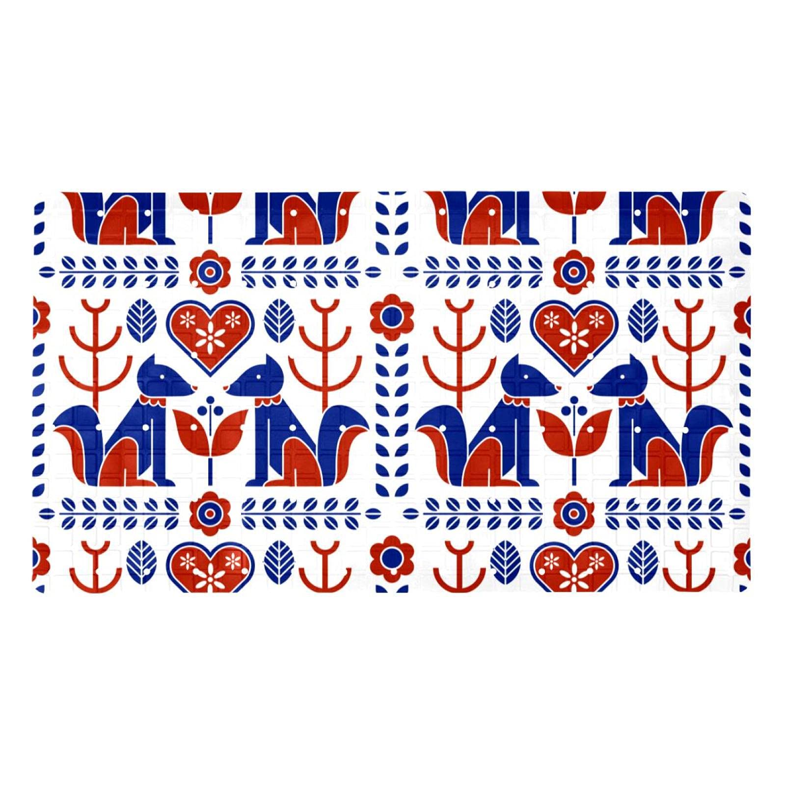 Tapis de baignoire antidérapant Bennigiry 40x70cm avec ventouses folk scandinave