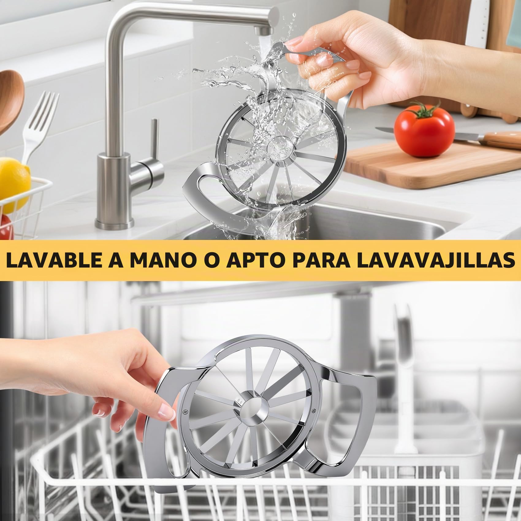 Cortador de manzanas de 12 cm, Vaciador de Manzana extragrande de 12 cuchillas, Pelador de Manzanas de acero inoxidable resistente con sistema de cuchillas de seguridad actualizado