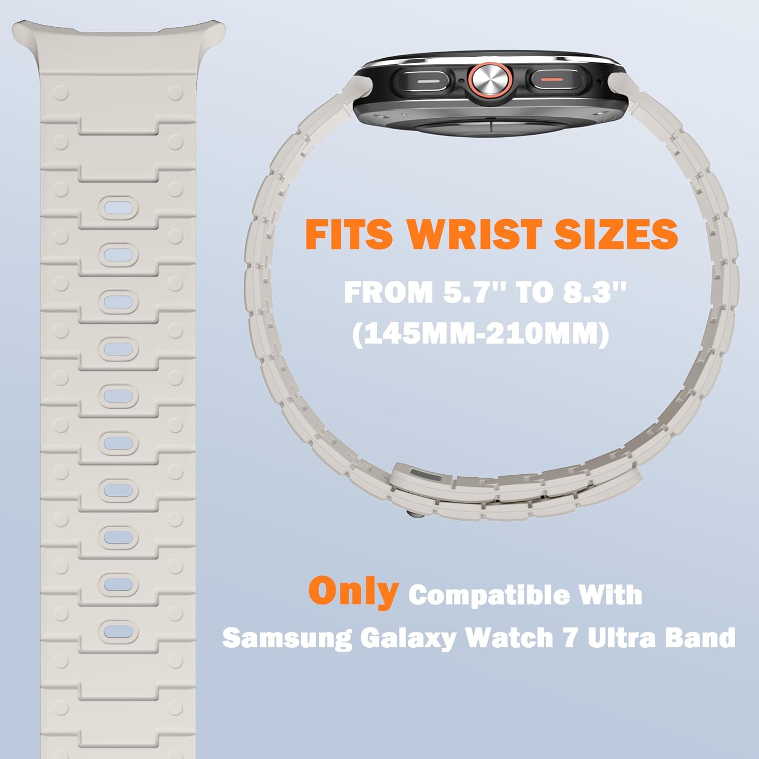 Bandletic Magnetic Bands Compatible with Samsung Galaxy Watch Ultra Band 47mm for Men Women, Waterproof Silicone Sport Strap with Magnet Wristbands Compatible with Samsung Watch Ultra, Starlight - Image 4