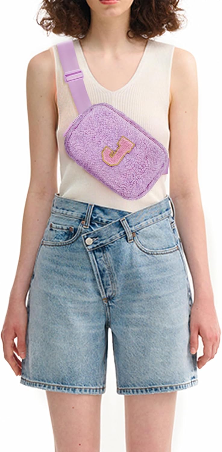 Birthday Graduation Gifts for 5 6 7 8 9 10 11 12 13 14 15 16 Year Old Girl,Initials Fanny Pack Crossbody Bag for Girls Kids,Trendy Cute Purse Stuff - J,Lavender - Image 2
