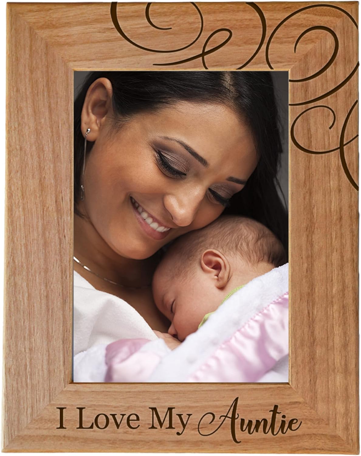 Aunt Gifts - I Love My Auntie - Engraved Wood Photo Frame Fits 5x7 Horizontal Portrait Frame, Best Aunt Ever Gifts, Sister, Birthday Gifts For Aunt, Aunt Gifts From Niece, Best Auntie Gifts