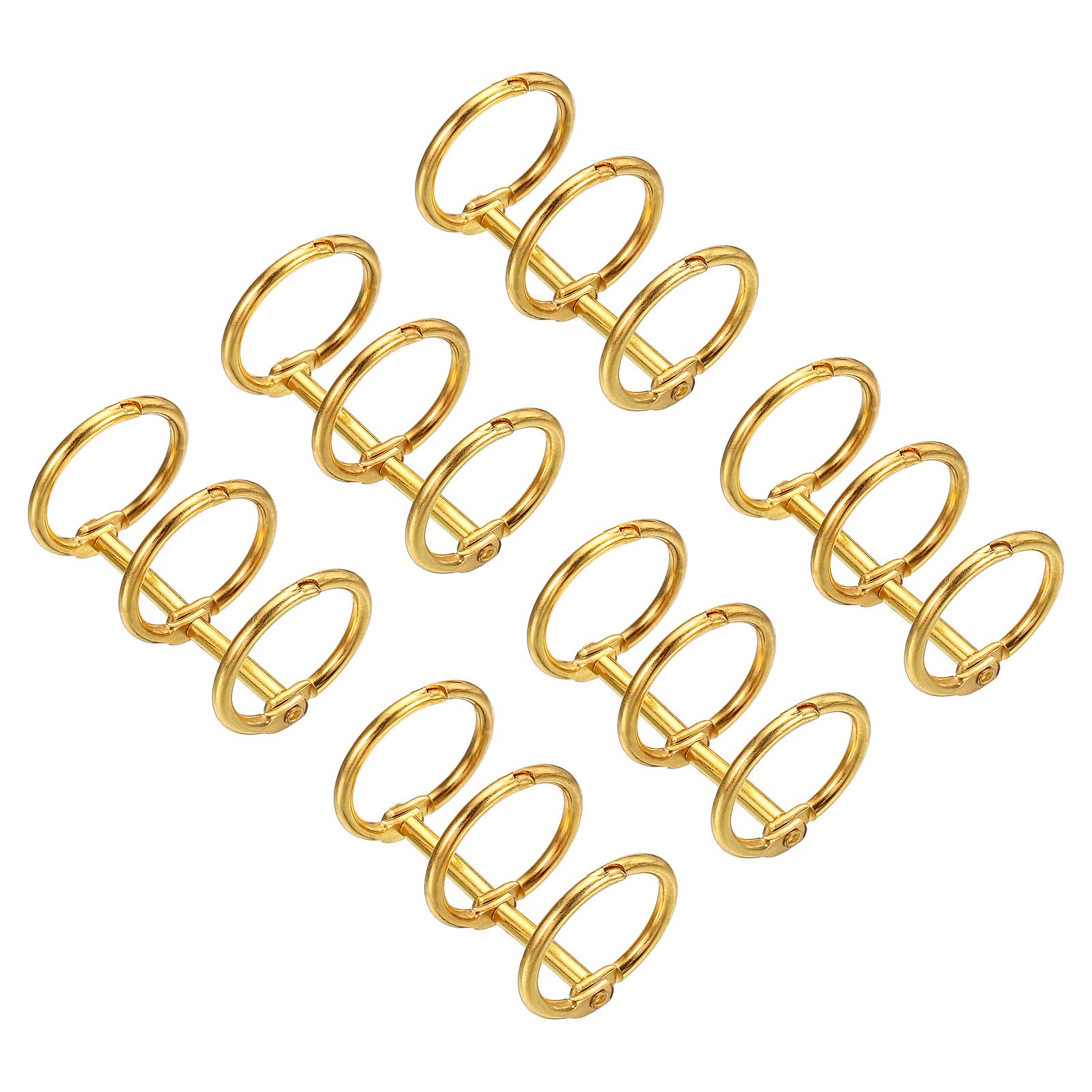 PATIKIL 0.79" Dia 3-Rings Book Rings, 6 Pack Metal Binder Rings Loose Leaf Ring Detachable for Office Desk Calendar Photo Album, Gold Tone