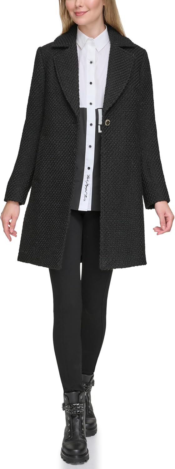 KARL LAGERFELD Womens Solid Texture Wool Classic One Button Blazer