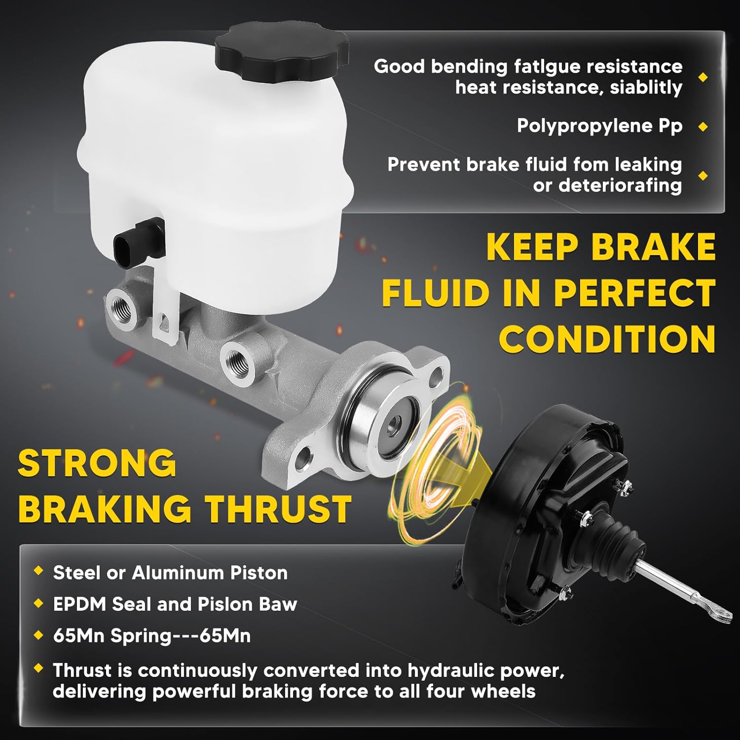 25827890 Brake Master Cylinder with Reservoir and Sensor Fit for Chevy, GMC and Cadillac Vehicles - Silverado 1500/Sierra/Tahoe/Yukon/Escalade 09-14 - Replace OE# 25827890